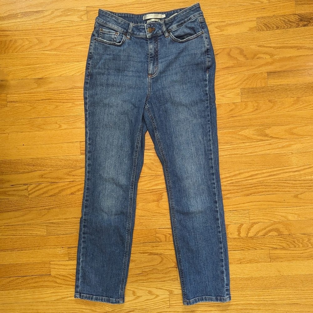 SIMONS | High-Rise Straight Leg Blue Jeans, Size 28 Organic Cotton